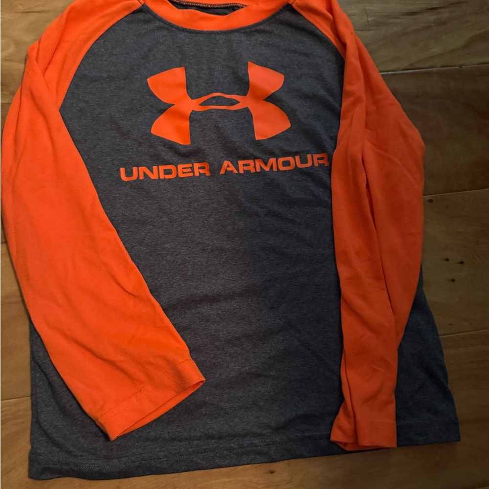 Under Armour Gray and Orange Long Sleeve Tee